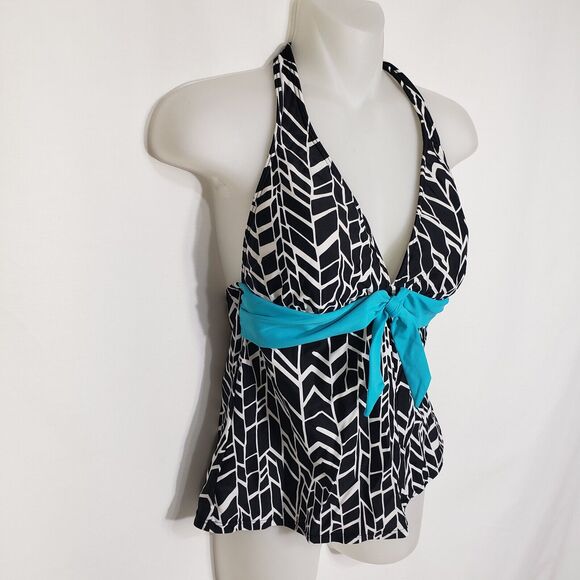 a.n.a. A New Approach Womens Tankini Sz 8 Padded Swim Tank Top Halter Front Tie - Picture 4 of 10
